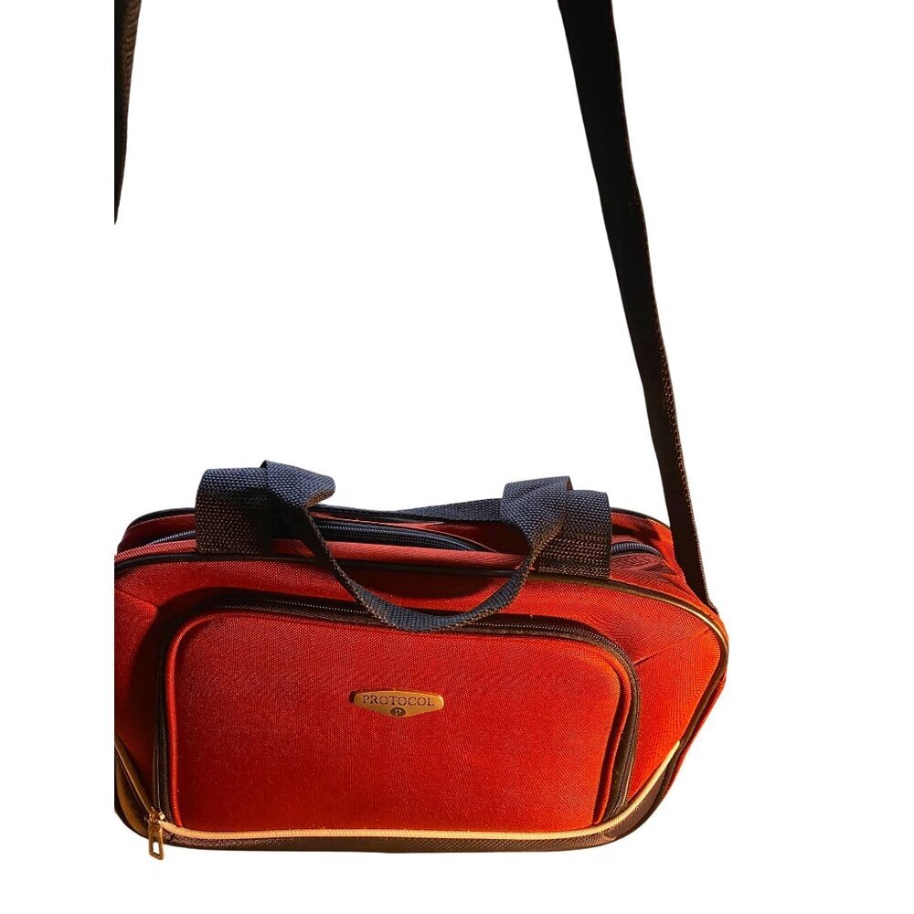 Protocol Carry-On Duffel Bag With Shoulder Strap & Dual Handles In Rust Orange